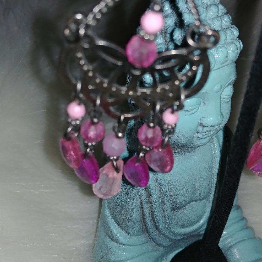 Pink dangling bohemian gypsy earrings